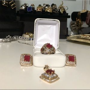 Vintage Ruby and Topaz jewelry set